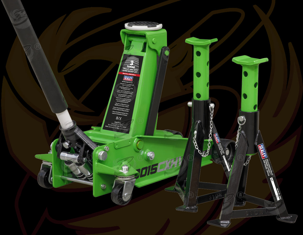SEALEY 3 TONNE QUICK LIFT TROLLEY JACK & AXLE STANDS