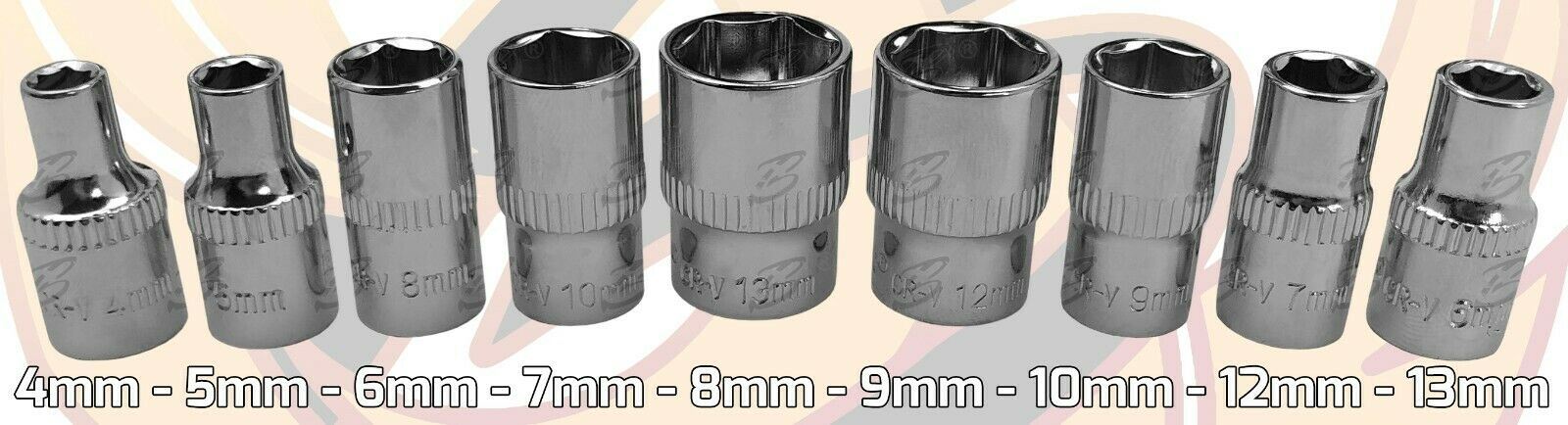 BLUESPOT 24PCS 1/4" DRIVE 6 POINT SOCKET SET 4MM - 13MM