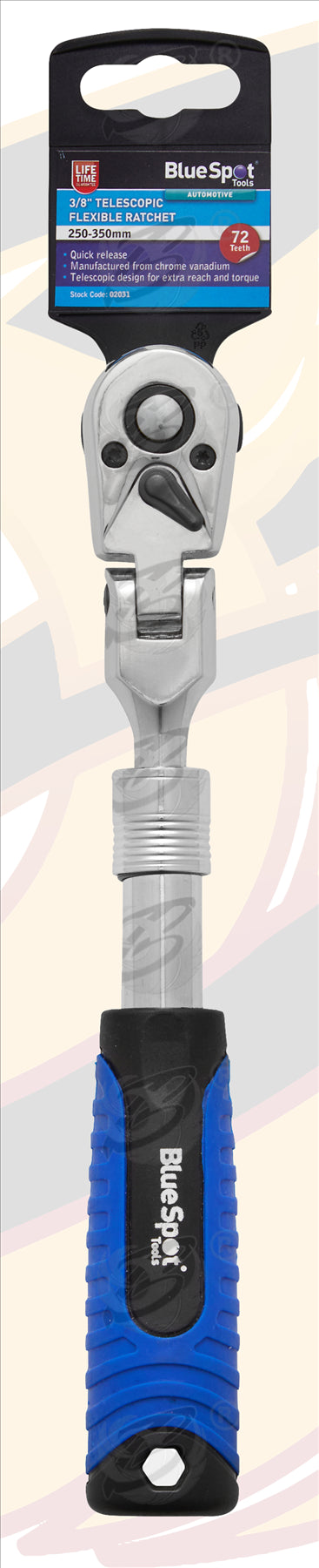 BLUESPOT 3/8" DRIVE 72 TOOTH EXTENDABLE FLEXIBLE RATCHET HANDLE ( 250MM - 350MM )