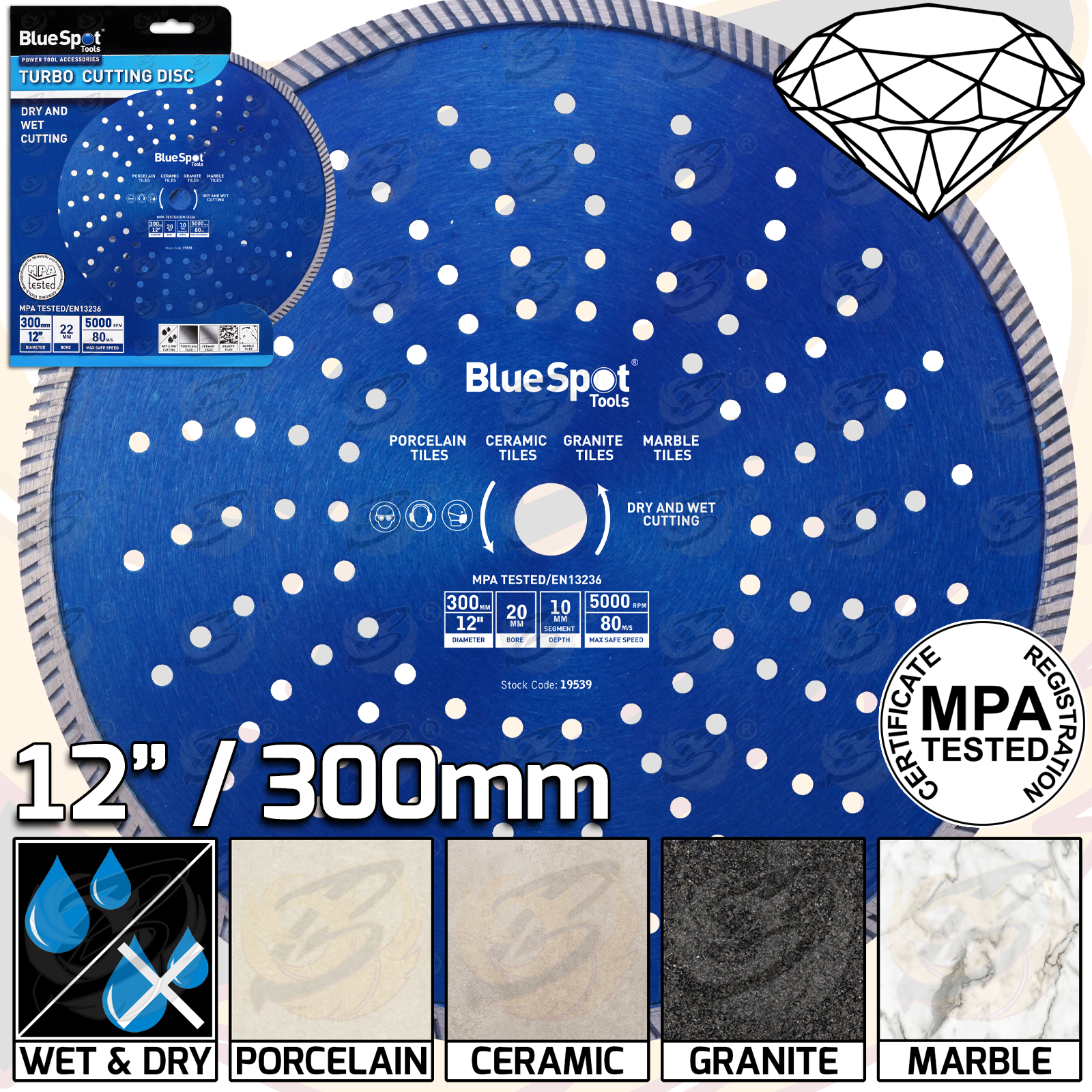 BlueSpot 12" / 300mm Turbo Diamond Cutting Disc ( 19539 )