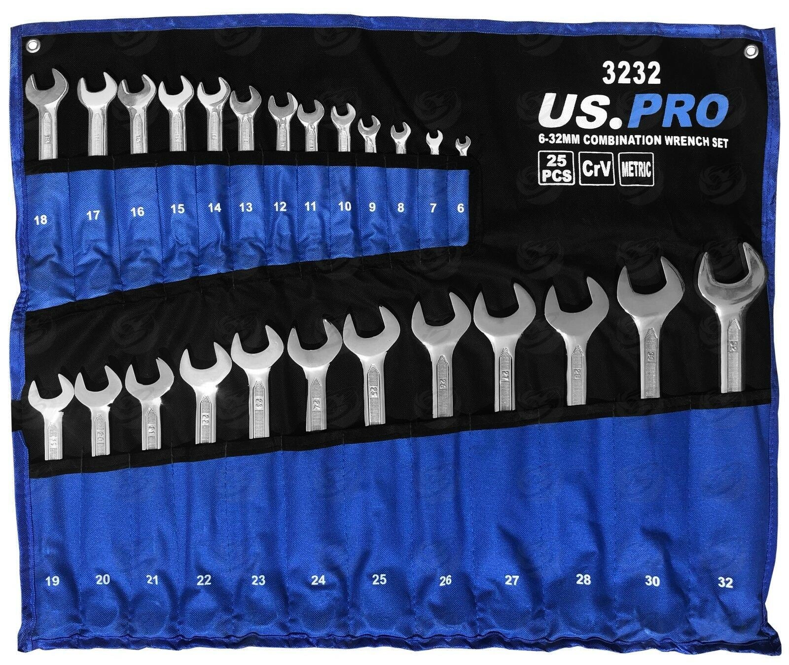US PRO 25PCS COMBINATION SPANNERS 6MM - 32MM