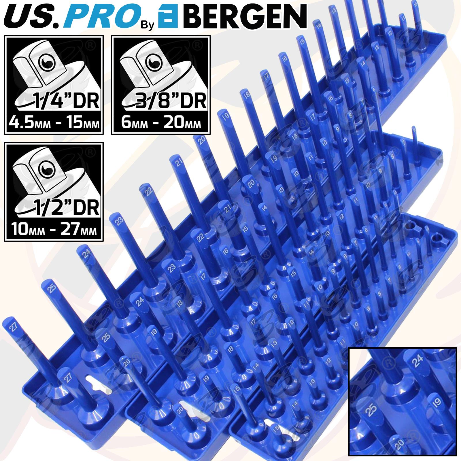 US PRO 3PCS 1/4" & 3/8" & 1/2" DRIVE SOCKET STORAGE RAILS