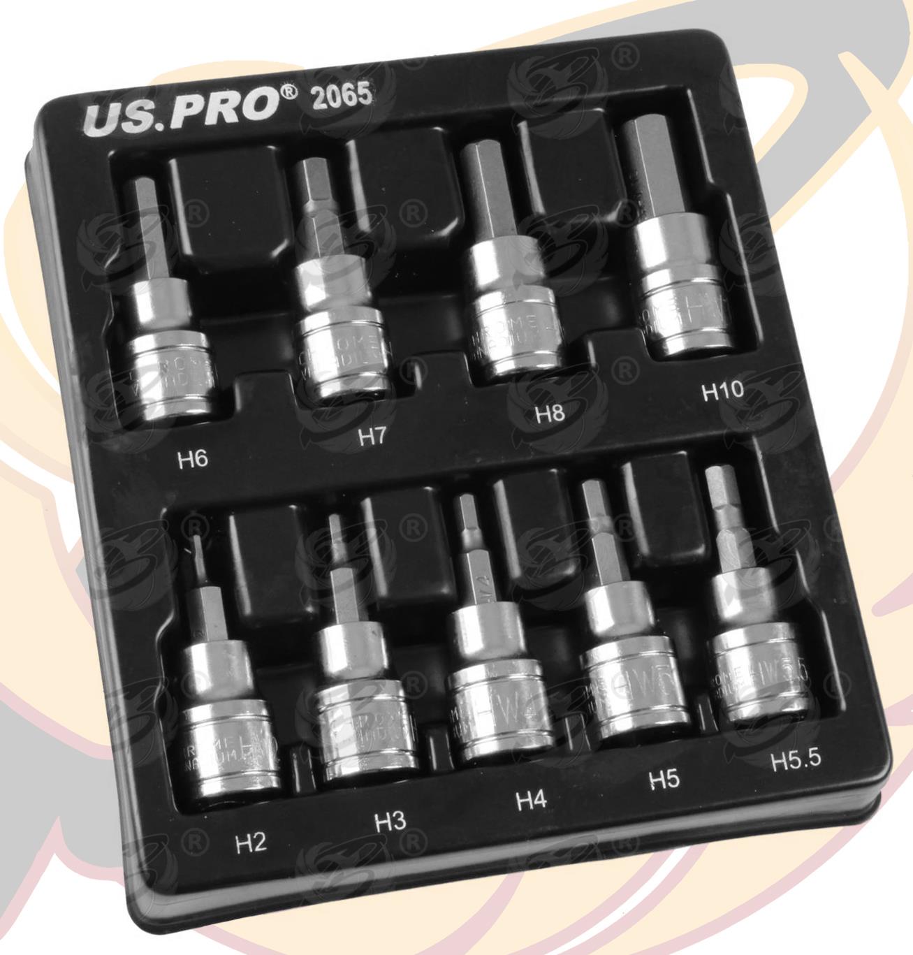 US PRO 9PCS 3/8" DRIVE HEX BIT SOCKETS H2 - H10