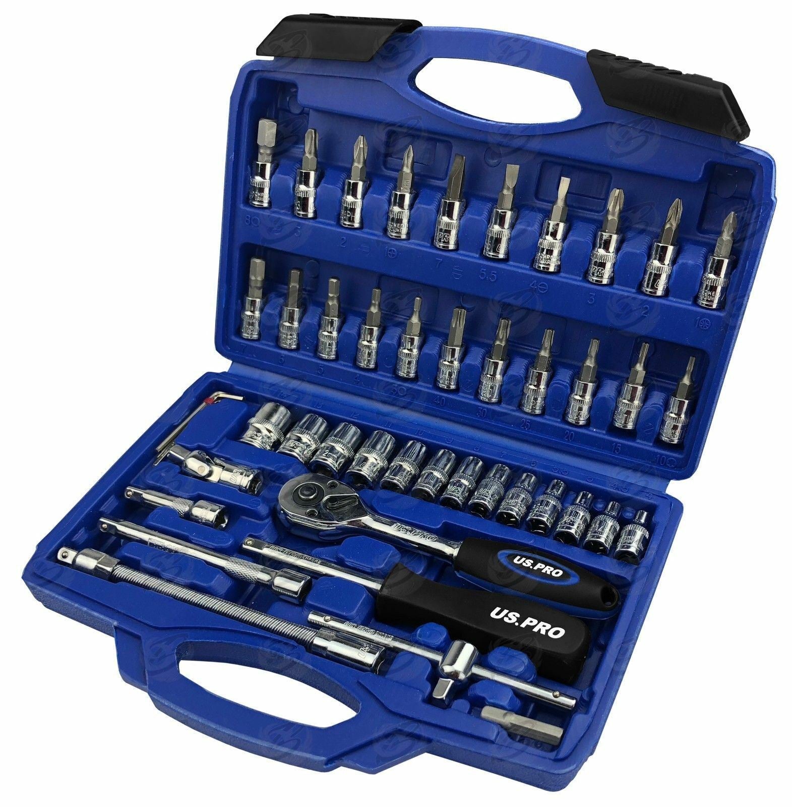 US PRO 59PCS 1/4" DRIVE 6 POINT DEEP & SHALLOW SOCKET SET 4MM - 14MM