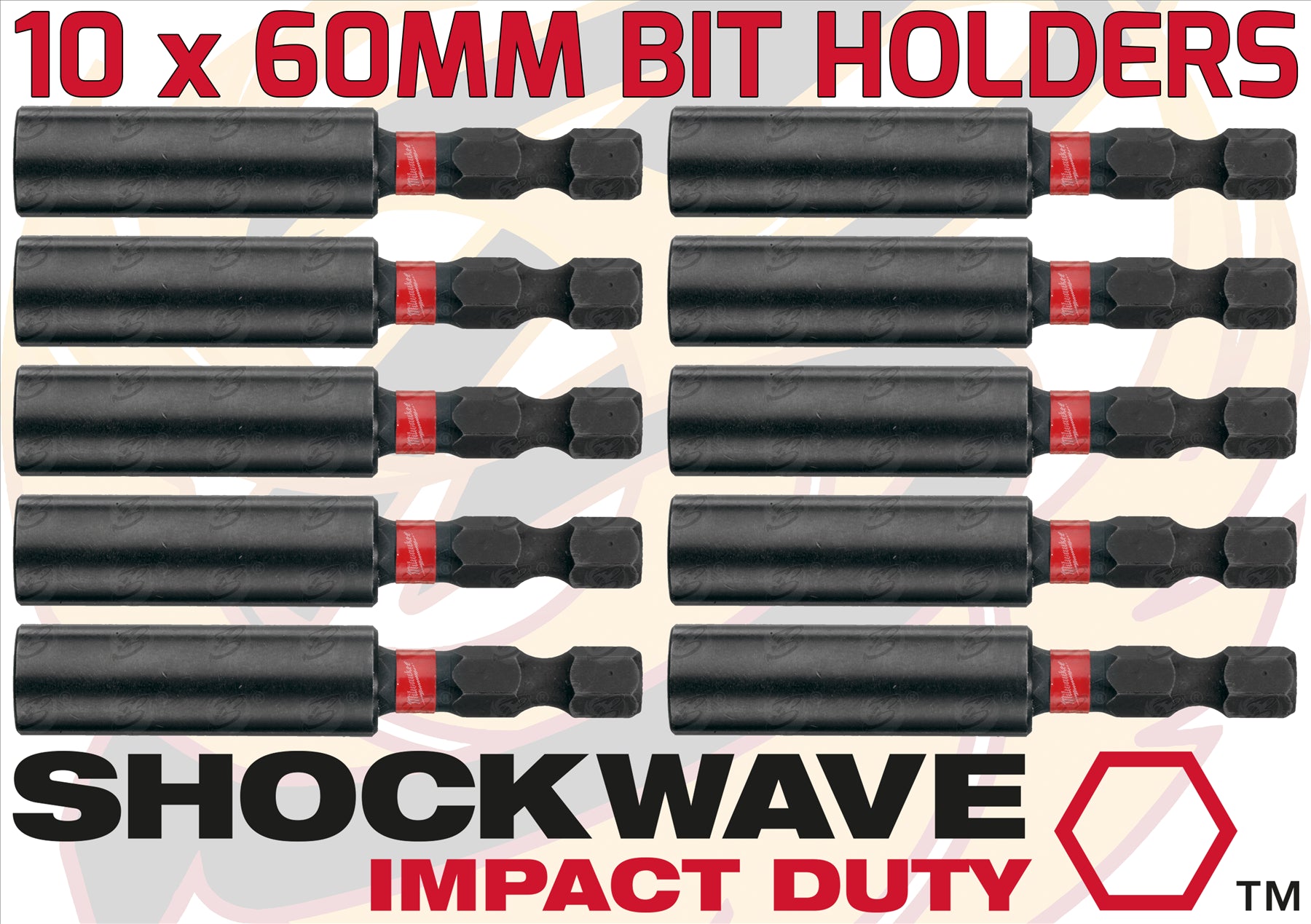 MILWAUKEE 60MM MAGNETIC BIT HOLDER ( SHOCKWAVE IMPACT DUTY ) ( X 10 )