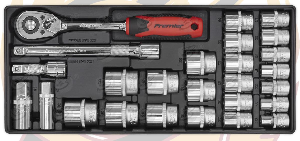 SEALEY 26PCS 1/2" DRIVE 6 POINT SOCKET SET 10MM - 32MM