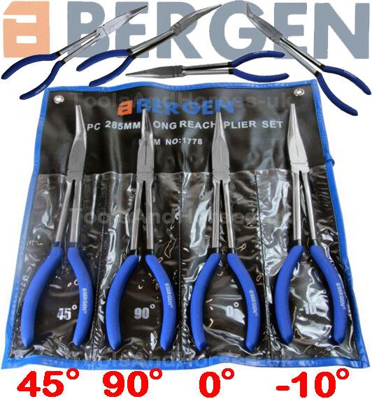 US Pro 4 Piece 11" Extra Long Nose Pliers Set 2093