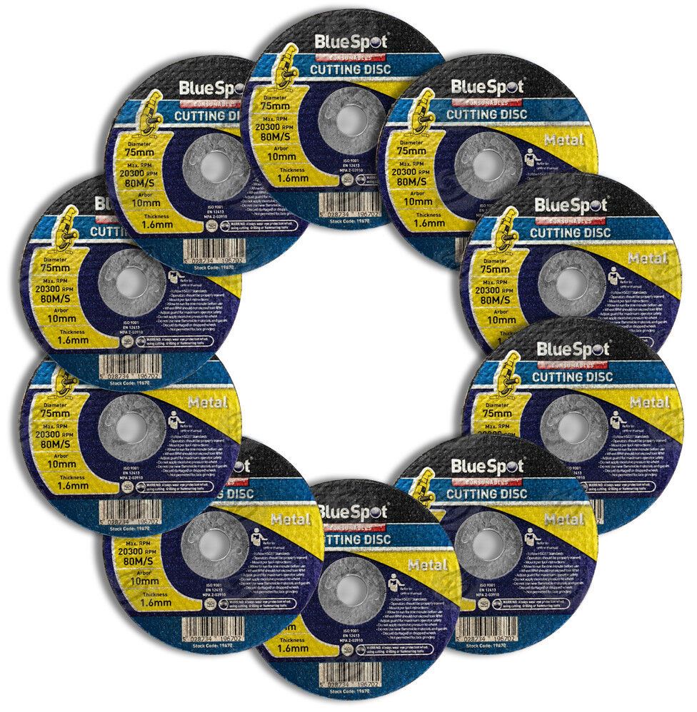 BlueSpot 3" x 1mm Metal Cutting Disc ( x 10 ) ( 19670 )