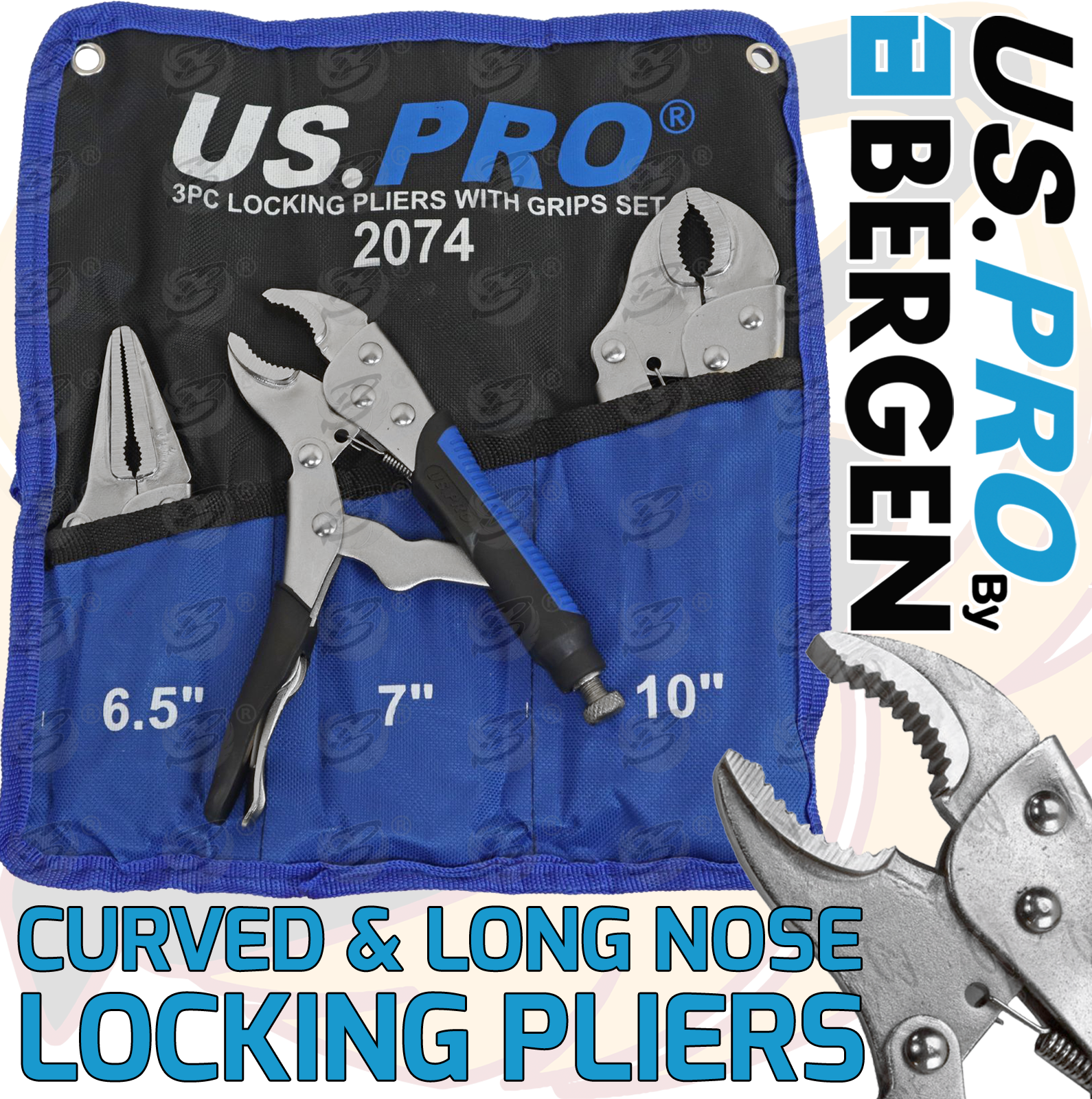 US Pro 3 Piece Locking Pliers With Grips ( 2074 )