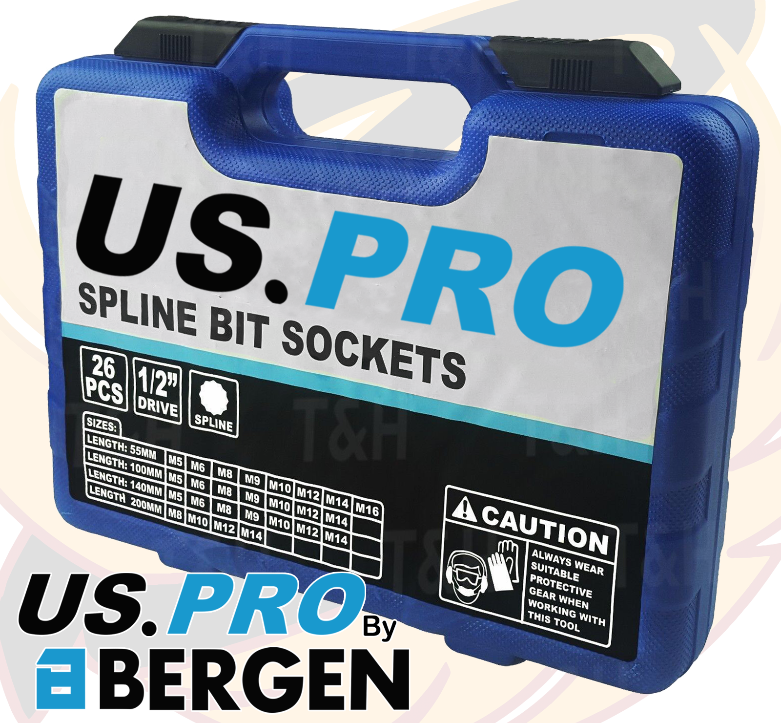 US Pro 26 Piece 1/2" Drive Spline Bit Sockets M5 - M16 3405
