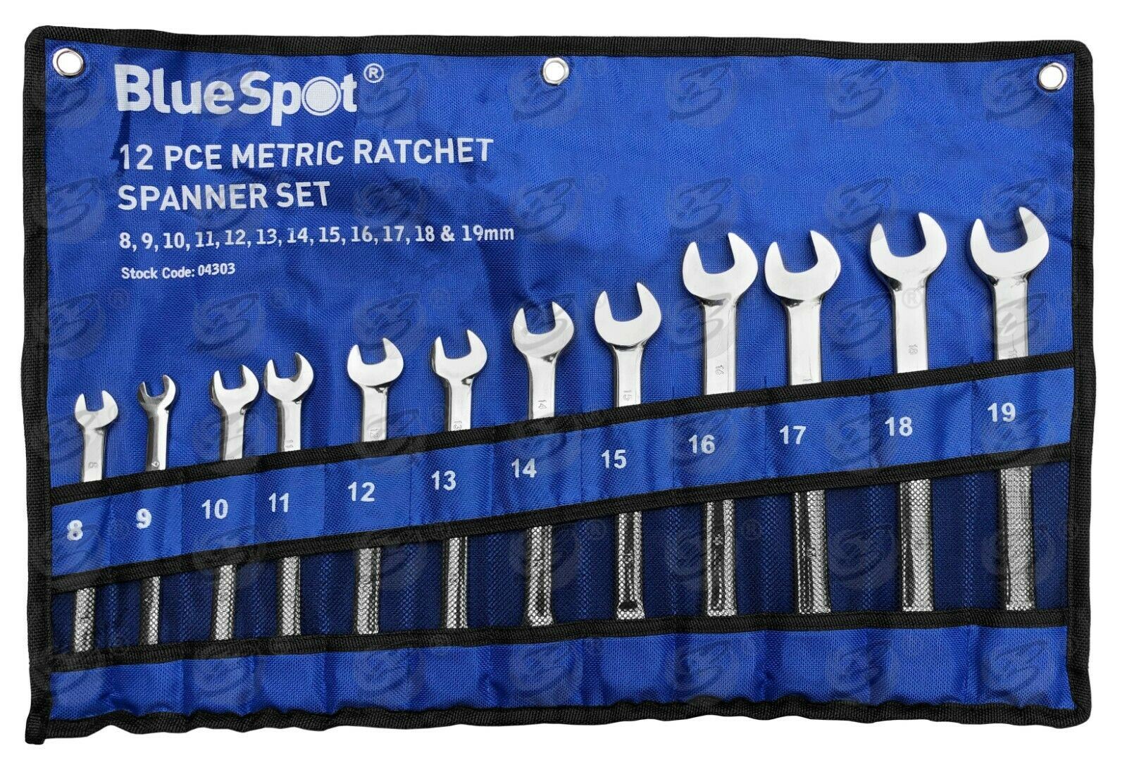 BLUESPOT 12PCS COMBINATION RATCHET SPANNER SET 8MM - 19MM