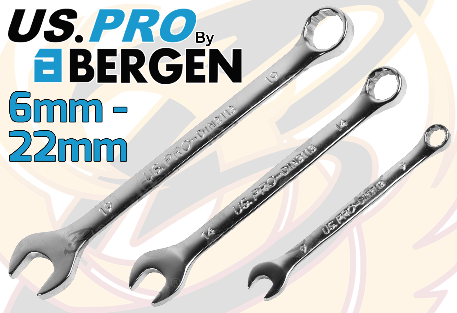 US Pro 15 Piece Metric Combination Spanner Set 6 - 22mm ( 2243 )