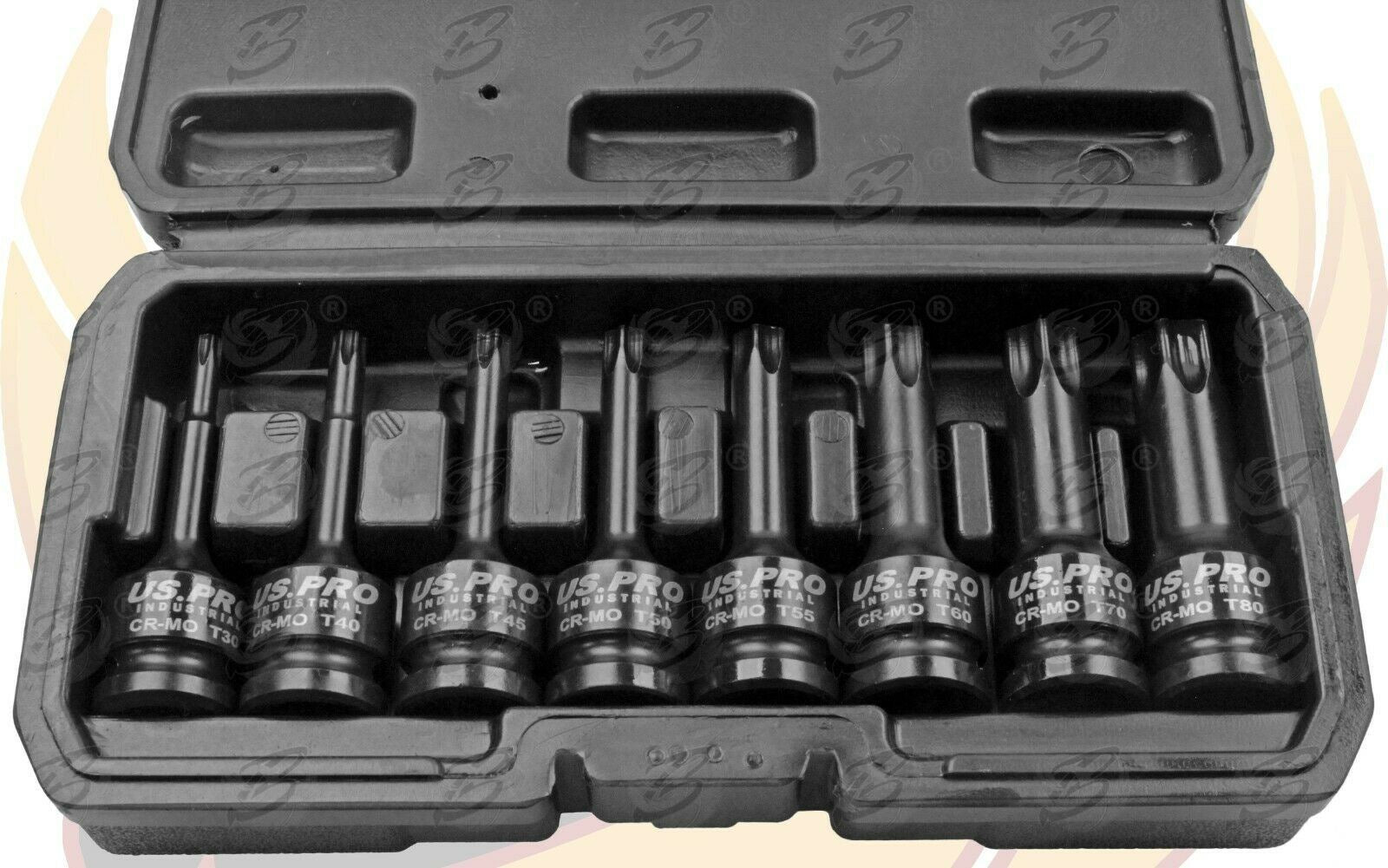 US PRO INDUSTRIAL 8PCS 1/2" DRIVE IMPACT TORX BIT SOCKETS T30 - T80