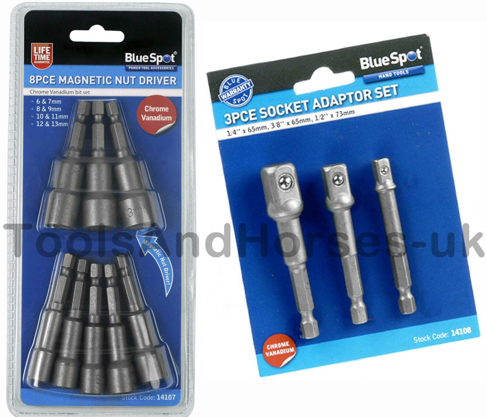 BLUESPOT 11PCS MAGNETIC NUT DRIVER & DRILL ADAPTER SET 6MM - 13MM