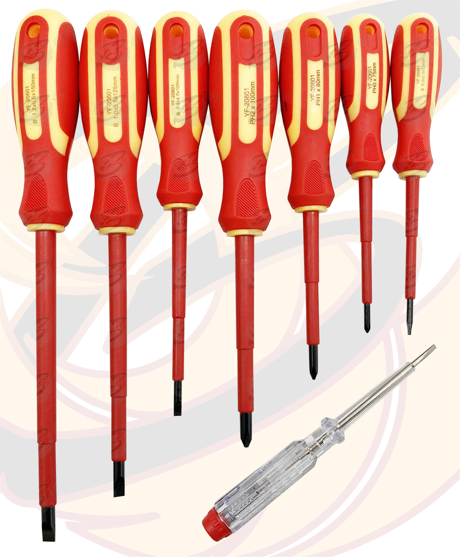 Toolzone 8 Piece VDE / Electricans Magnetic Screwdriver Set ( PHillips & Slotted ) ( SD193 )