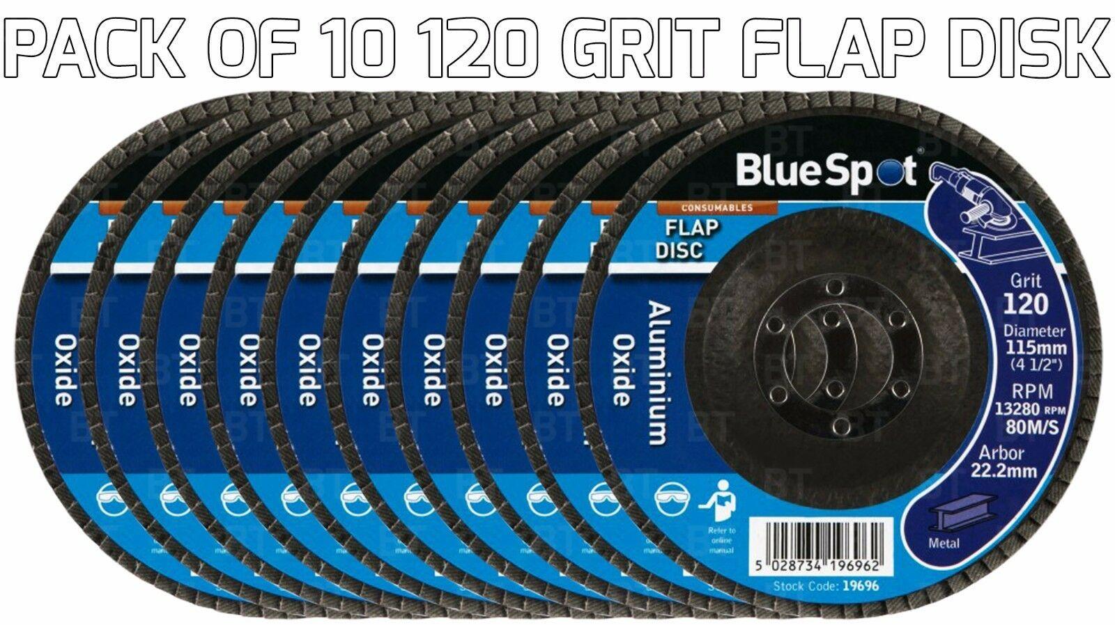 BlueSpot 10 Piece 120 Grit 115mm Angle Grinder Flap Disc 0 ( 19696 )
