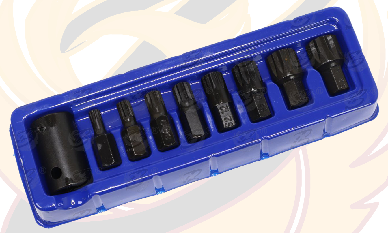 US Pro 9 Piece 1/2" Drive Impact Spline Bit Sockets M6 - M18 3996