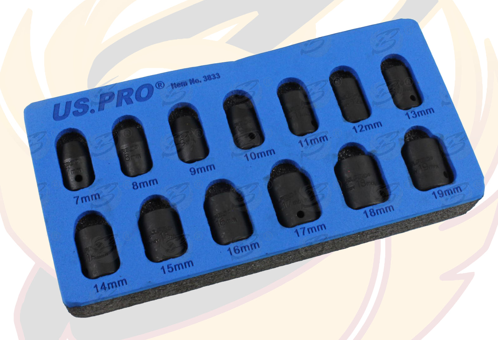 US PRO 28PCS 3/8" DRIVE 6 POINT DEEP & SHALLOW IMPACT SOCKETS 7MM - 22MM