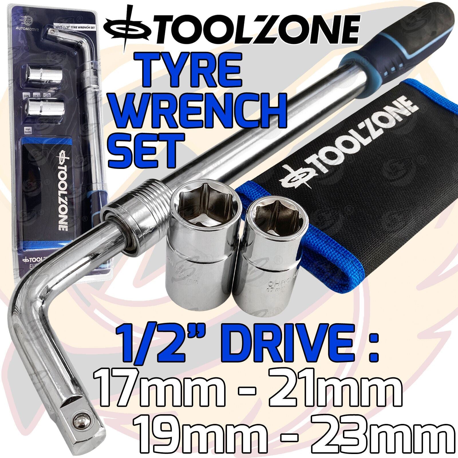 TOOLZONE 1/2" DRIVE EXTENDABLE TYRE WRENCH 17MM - 23MM