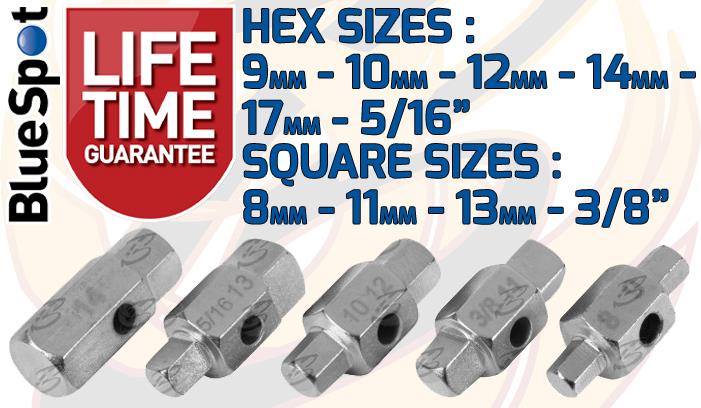 BLUESPOT 5PCS DRAIN PLUG KEY SET