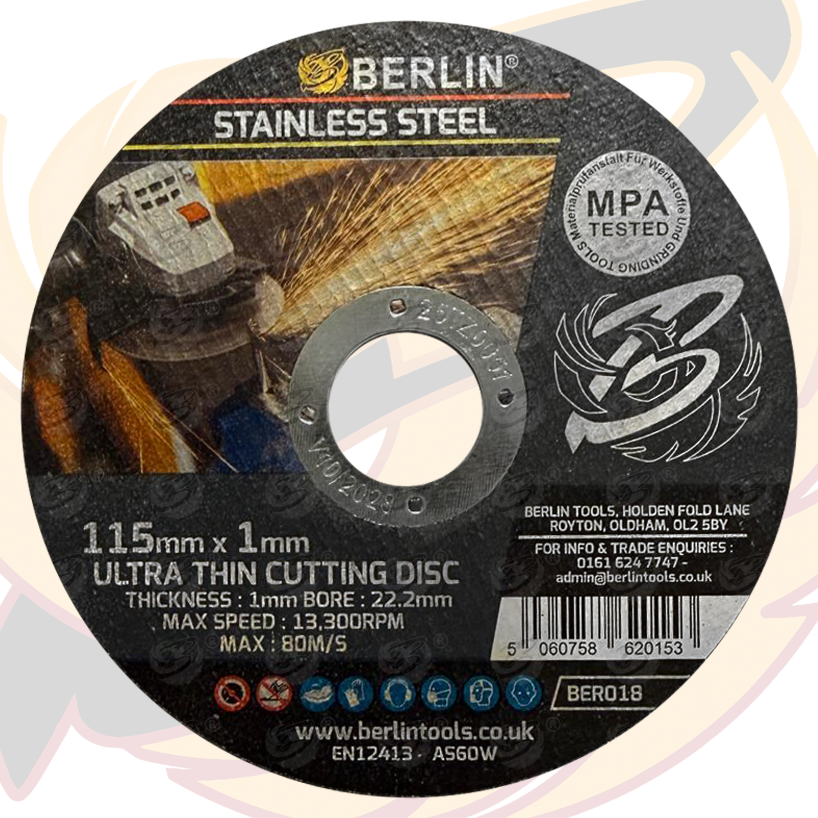 Berlin 1mm Thick Stainless Steel Cutting Discs ( x 50 Discs ) BER018 ( x 5 )