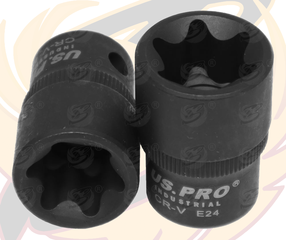 US Pro 9 Piece 1/2" Drive Impact E - Torx Sockets E10 - E24 7522