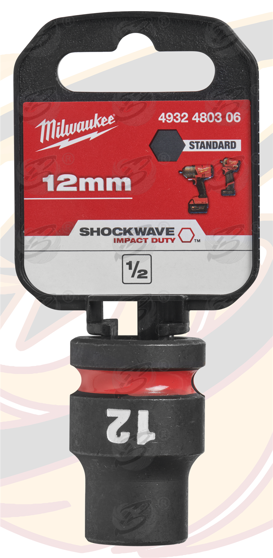 Milwaukee 12mm 1/2" Drive 6 Point Shallow Impact Socket ( Single ) ( 4932480306 )