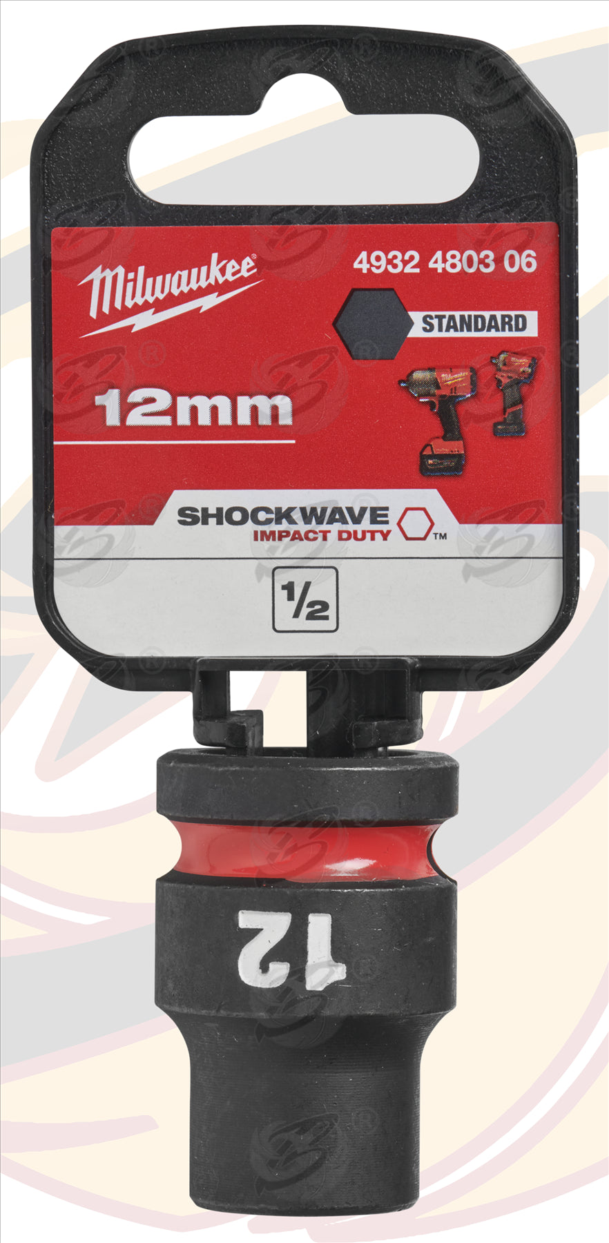 MILWAUKEE 12MM 1/2" DRIVE 6 POINT SHALLOW IMPACT SOCKET ( SINGLE )