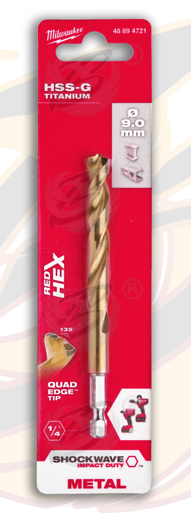 MILWAUKEE 9MM HSS TITANIUM METAL RED HEX DRILL BIT