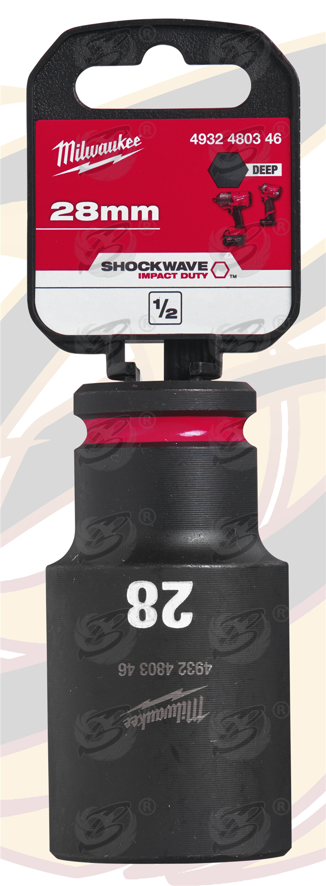 Milwaukee 28mm 1/2" Drive 6 Point Deep Impact Socket ( Single ) ( 4932480346 )