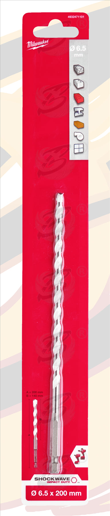 MILWAUKEE 6.5mm x 200mm MULTI MATERIAL DRILL BIT