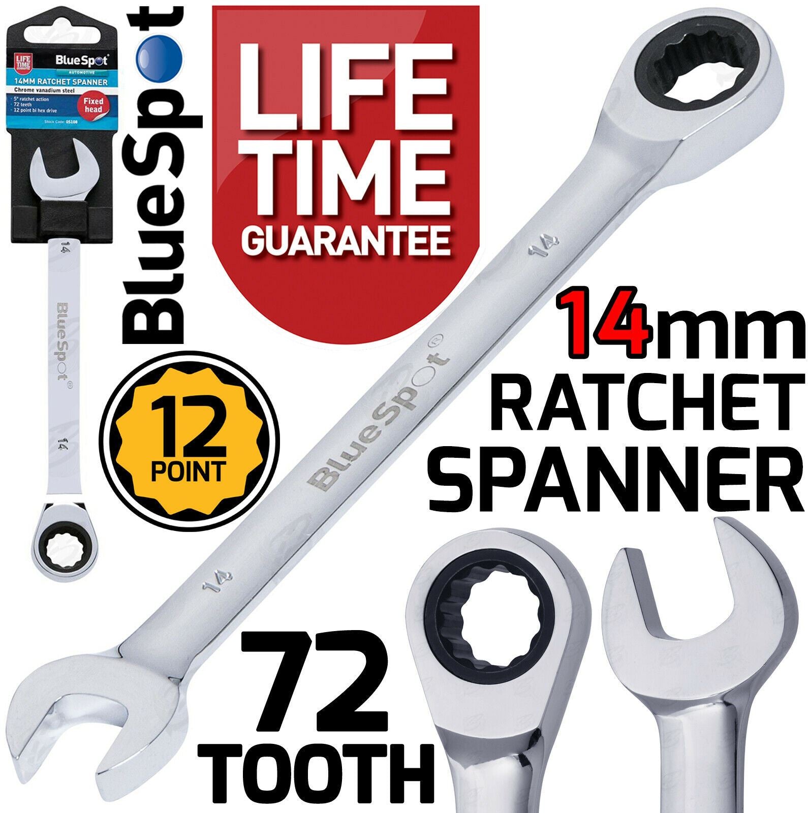 BLUESPOT 14MM 72 TOOTH RATCHET SPANNER