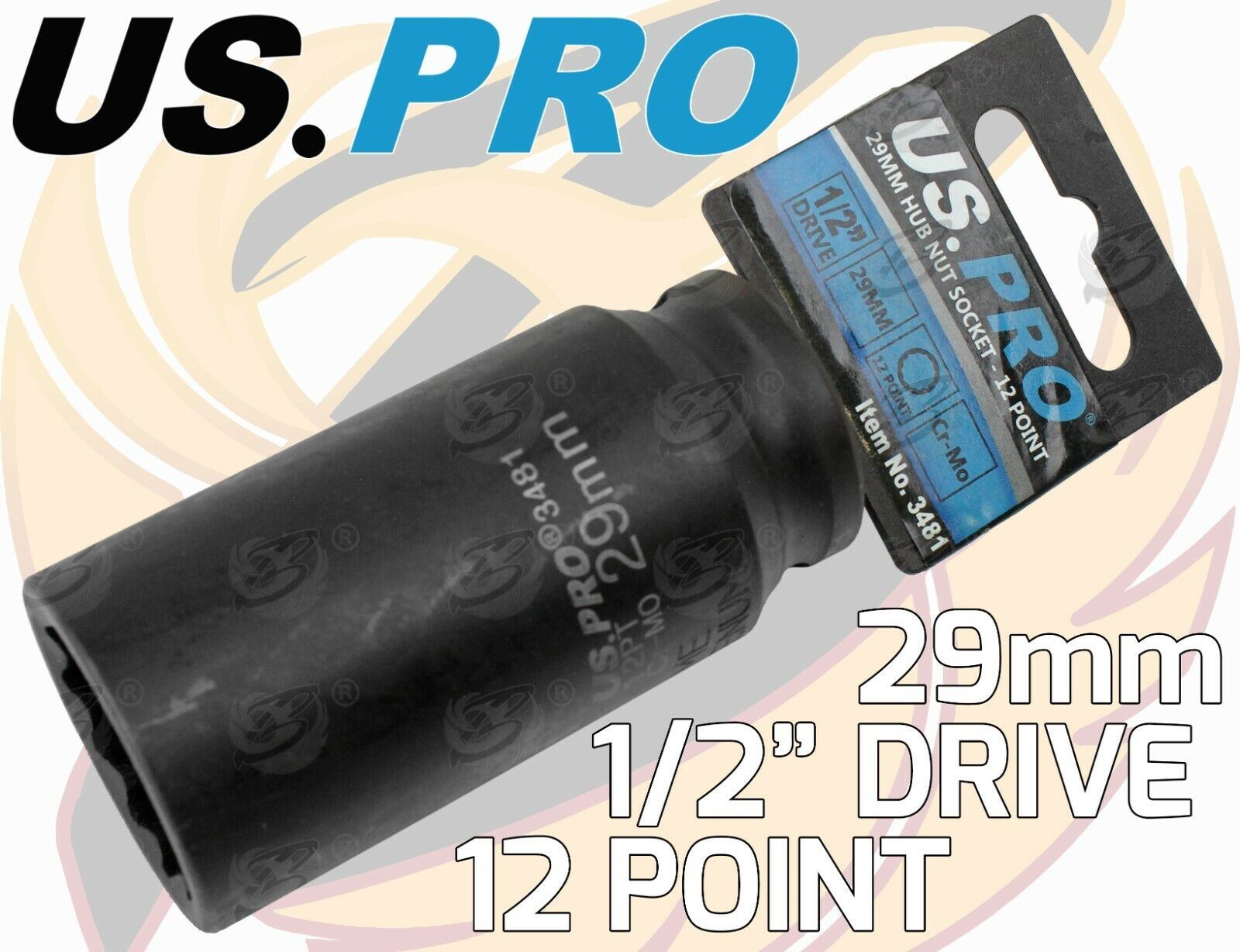 US Pro 29mm 1/2" Drive 12 Point Deep Impact Socket ( Single ) 3481