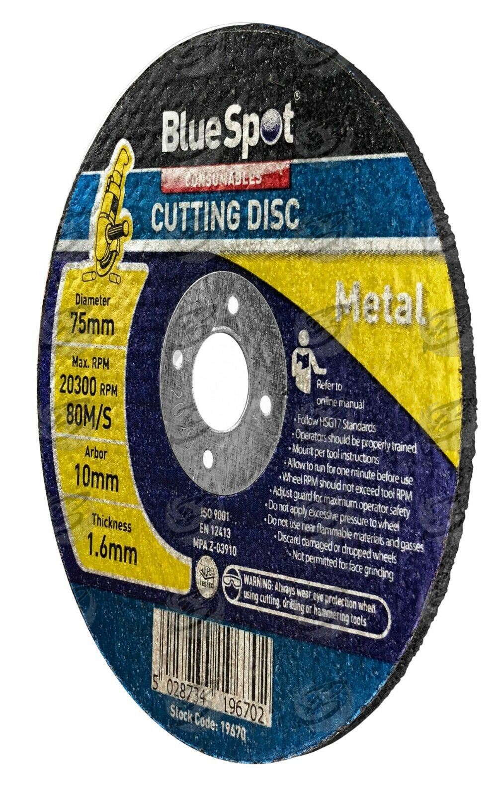 BLUESPOT 3" x 1MM METAL CUTTING BLUESPOT 3" x 1MM METAL CUTTING DISC ( x 10 )