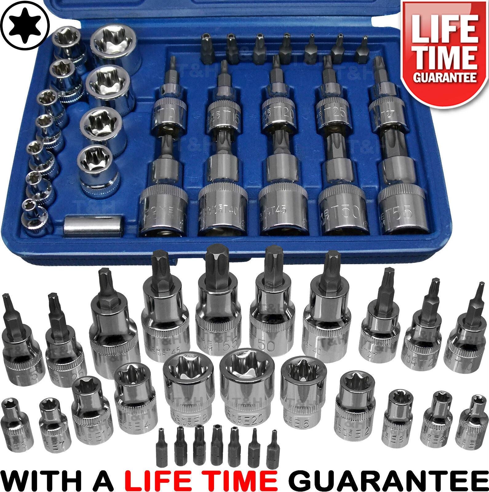 BlueSpot 29 Piece 1/4" & 3/8" & 1/2" Drive Torx & E - Torx Socket Set 01529