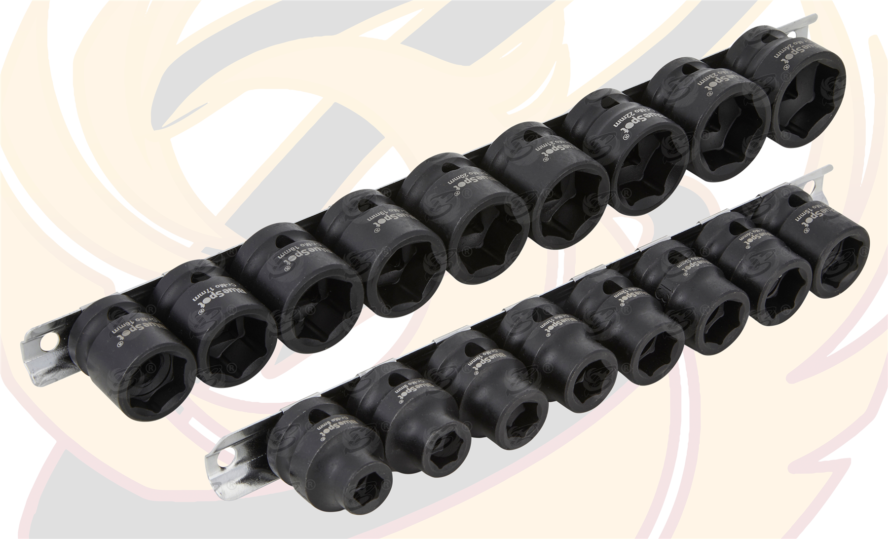 BlueSpot 17 Piece Metric 1/2" Low Profile Impact Sockets (8-24mm) ( 01602 )