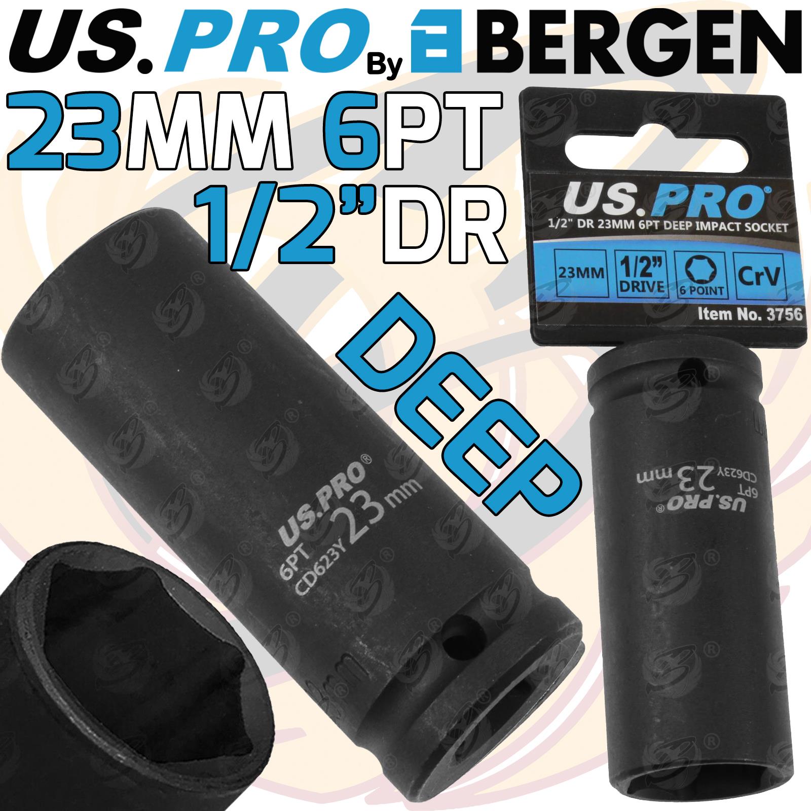 US Pro 23mm 1/2" Drive 6 Point Deep Impact Socket ( Single ) ( 3756 )