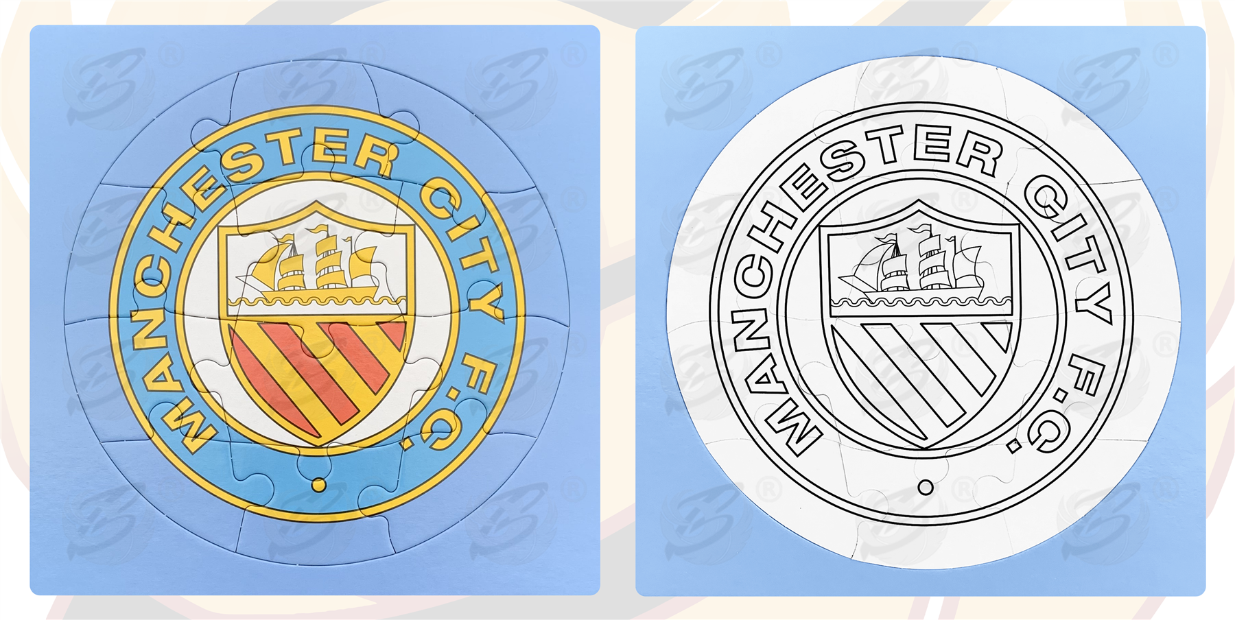 Manchester City 4 Piece Colour-In Jigsaw Puzzle ( MCFC_PUZZLE )