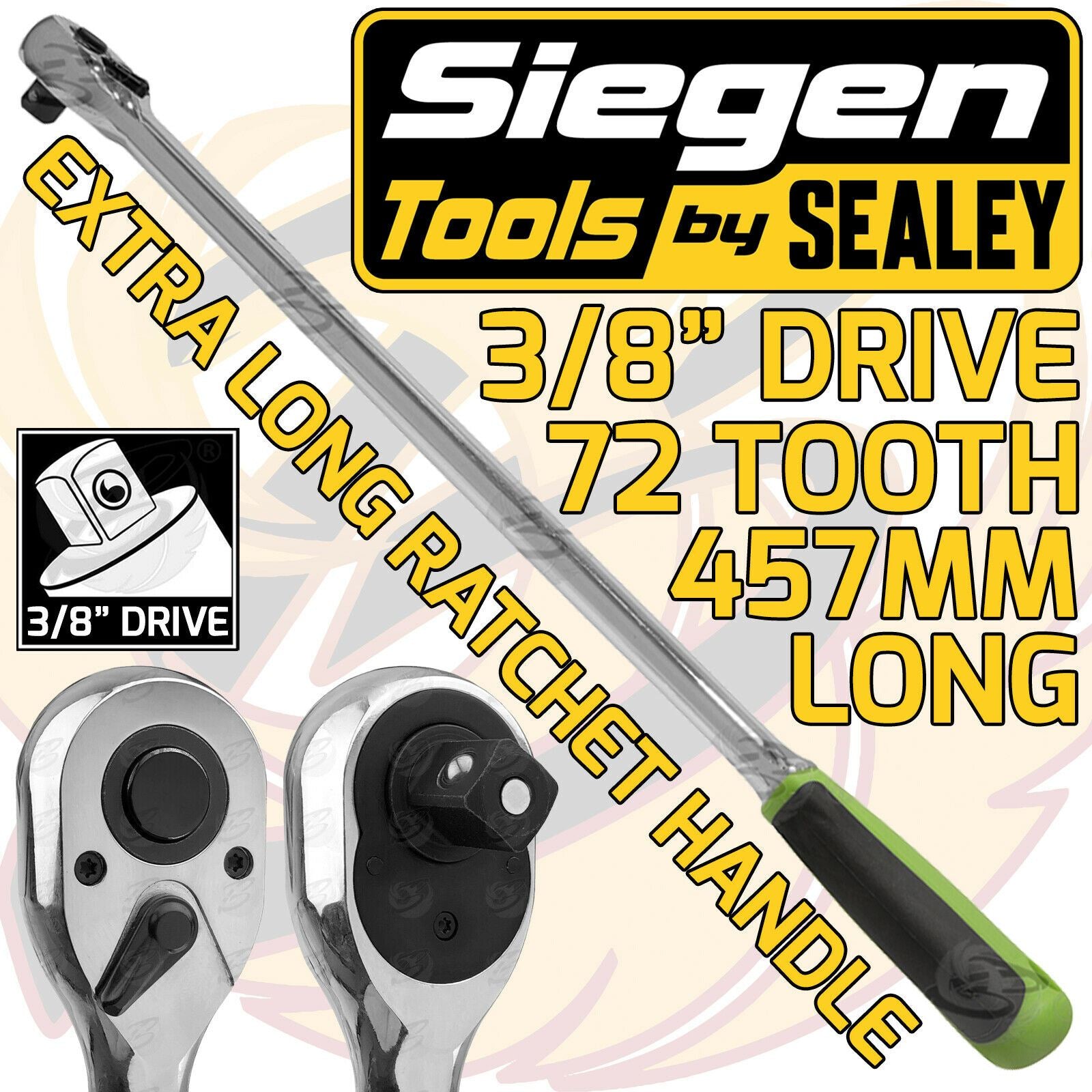 SIEGEN 3/8" DRIVE 72 TOOTH EXTRA LONG RATCHET HANDLE