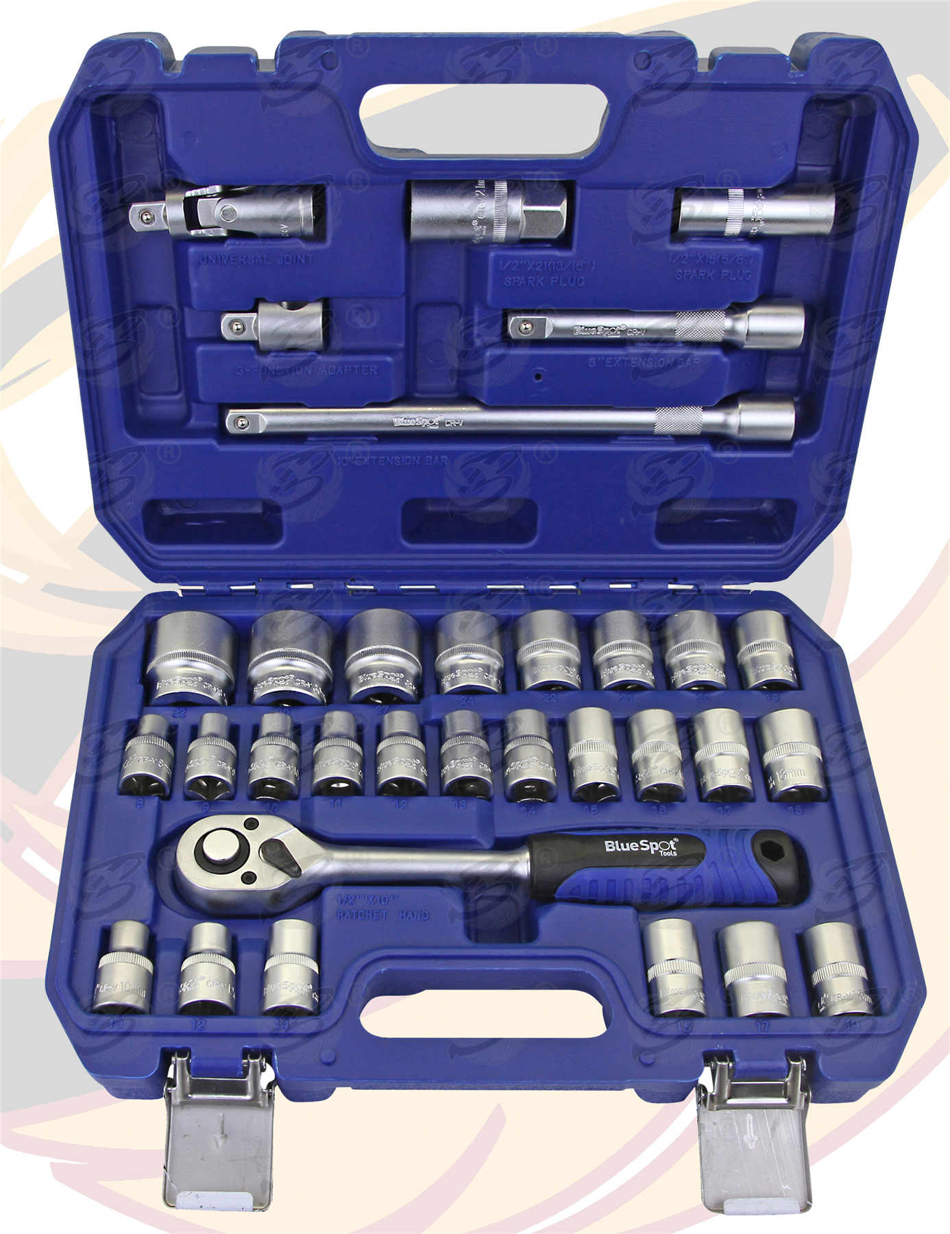 BlueSpot 32 Piece 1/2"Drive 6 Point & 12 Point Socket Set 8mm - 32mm ( 01577 )