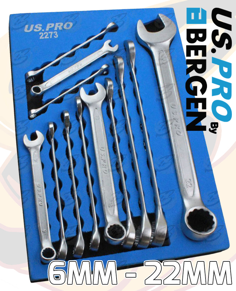 US PRO 26PCS SPANNERS & STUBBY COMBINATION SPANNER SET 6MM - 22MM