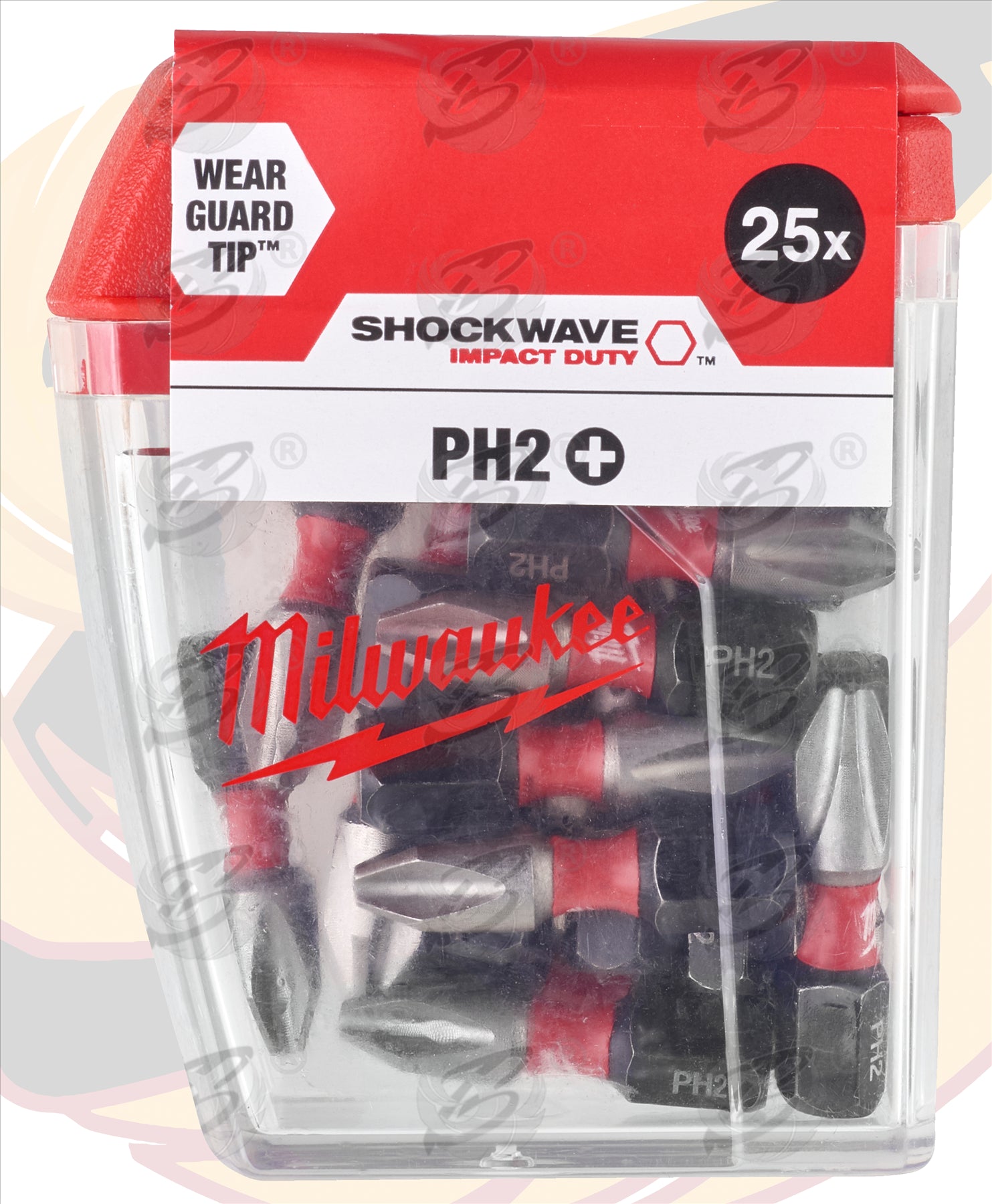 MILWAUKEE 25PCS PH2 x 25MM PHILLIPS IMPACT DRILL / DRIVER BITS ( SHOCKWAVE IMPACT DUTY )