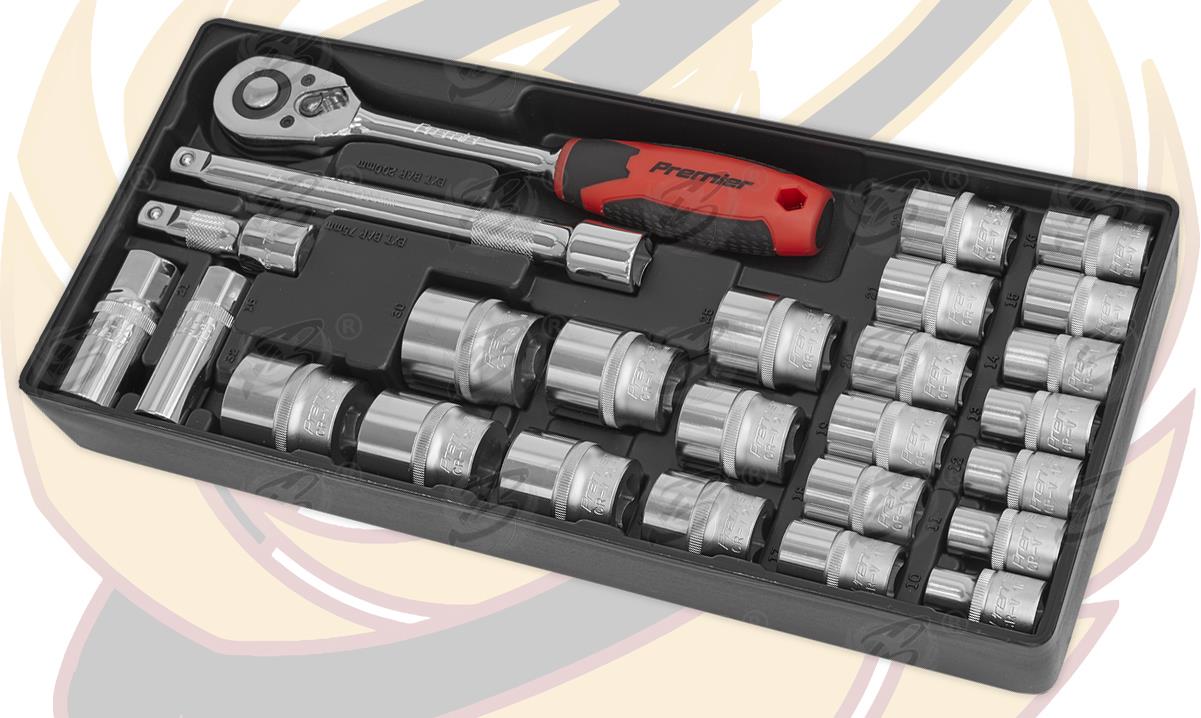 SEALEY 26PCS 1/2" DRIVE 6 POINT SOCKET SET 10MM - 32MM