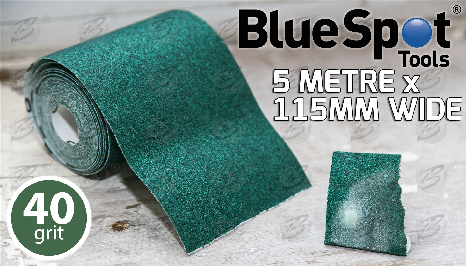 BLUESPOT 40 GRIT SANDING ROLL ( 5M x 115MM ) ( 8 ROLLS )
