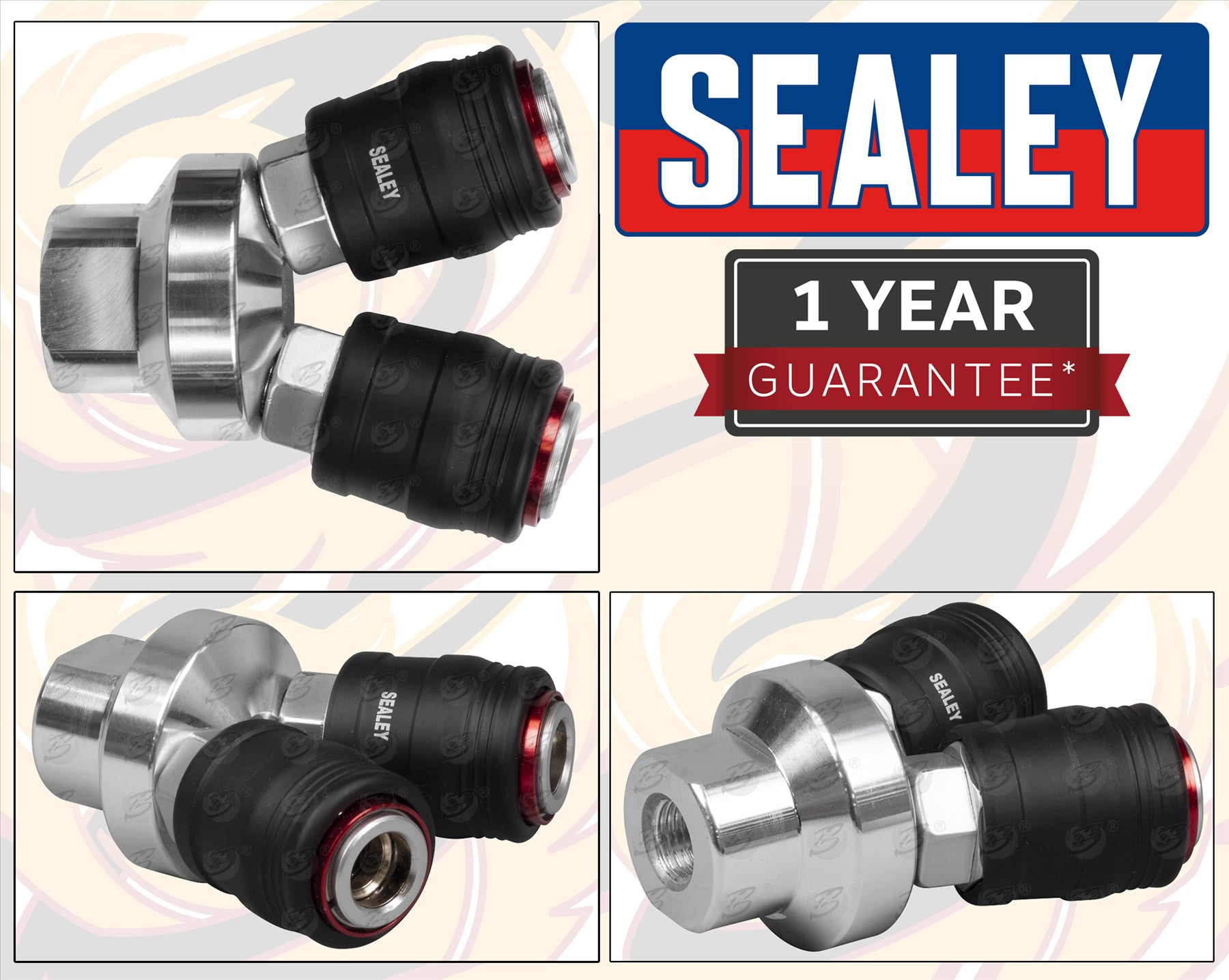 SEALEY HIGH FLOW TWIN COUPLING BODY FEMALE 1/4"BSPT