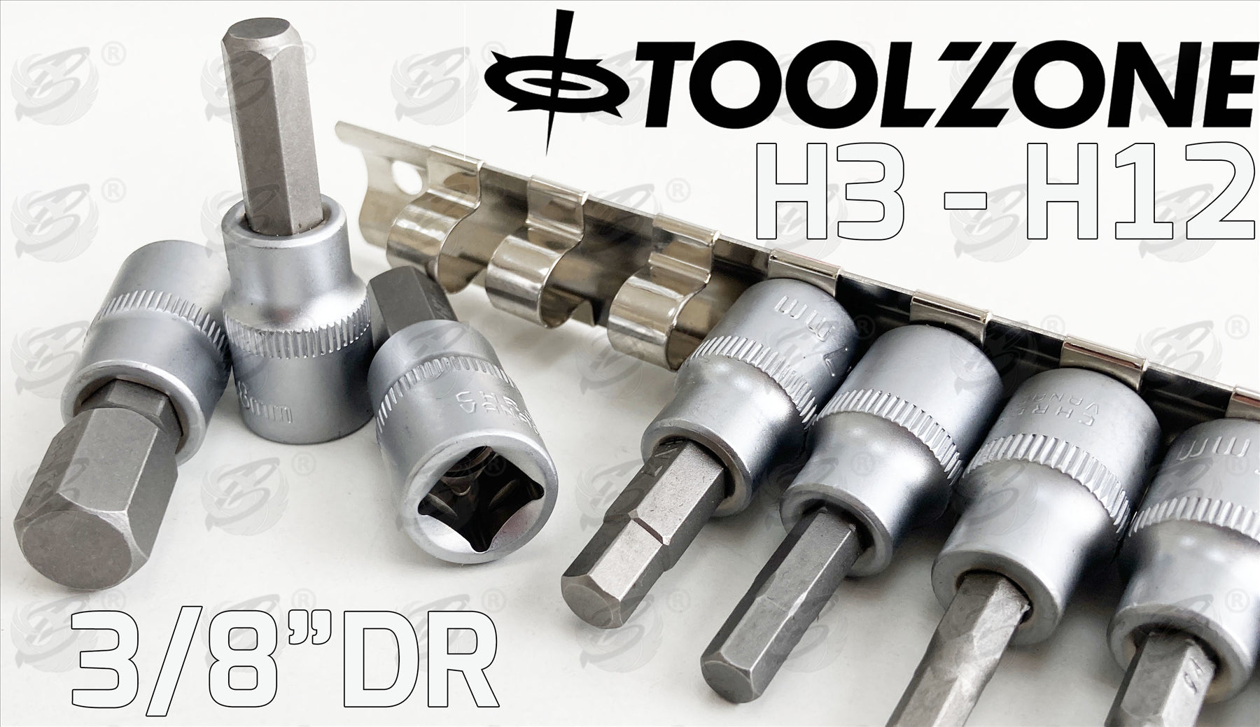 TOOLZONE 9PCS 3/8" DRIVE HEX BIT SOCKETS H3 - H12