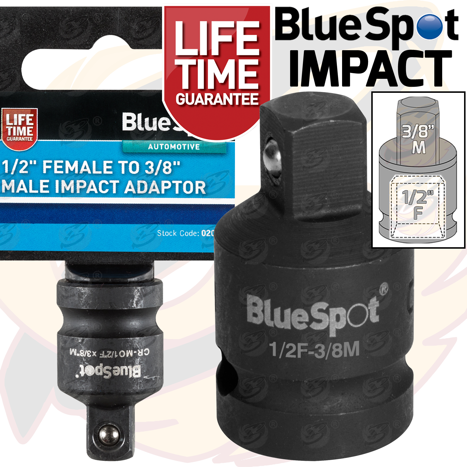 BlueSpot Impact Socket Ada Pointer 1/2" Drive Down To 3/8" Drive ( 02068 )