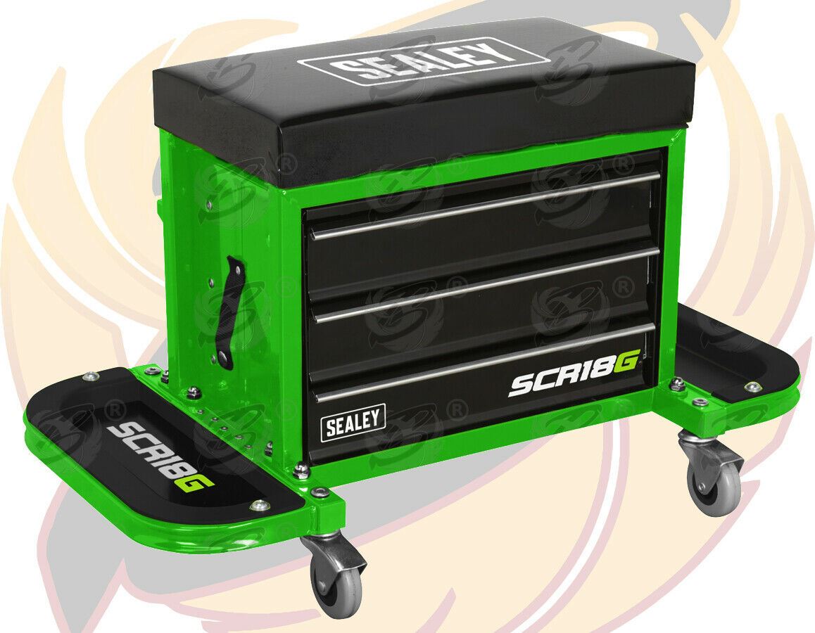 SEALEY MECHANIC STOOL / UTILTIY BOX ( GREEN )