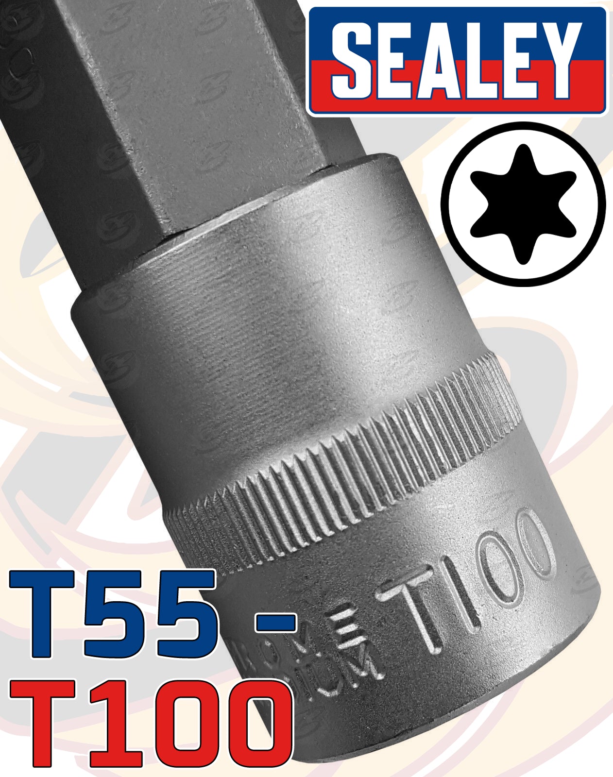 SEALEY 6PCS 1/2" DRIVE EXTRA LARGE TORX BIT SOCKETS T55 - T100