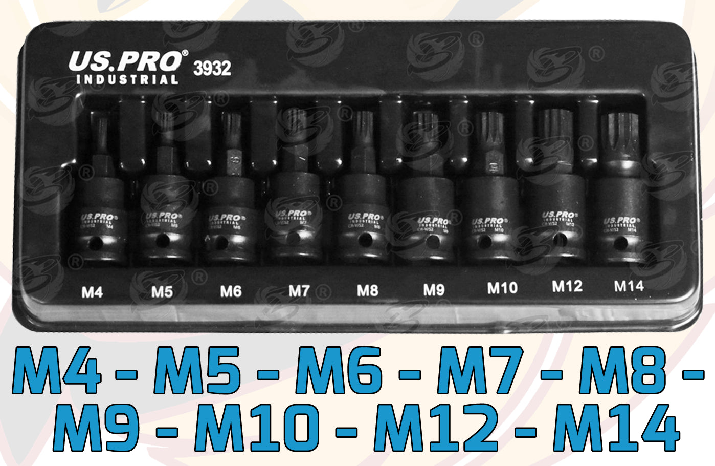 US PRO IMPACT 16PCS 3/8" DRIVE LONG & SHORT SPLINE BIT SOCKET SET M4 - M14